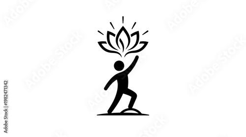 Reaching for Enlightenment Person and Lotus Symbol
