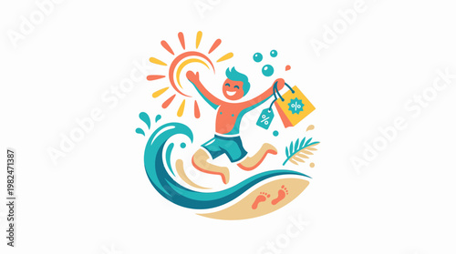 Joyful Shopper Celebrating Summer Sales