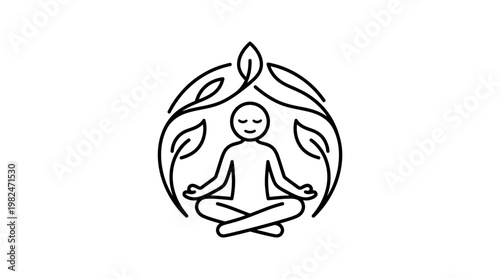 Meditating Figure Encircled by Leaves