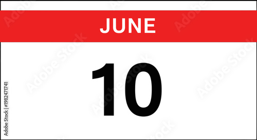 June 10th Calendar Date Reminder - Simple Graphic Design