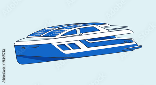 Blue and white speedboat on water.