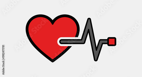 Heartbeat pulse icon with red heart.