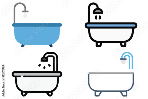 Bathtub Vector Illustration - Bathroom, Hygiene, Cleanliness