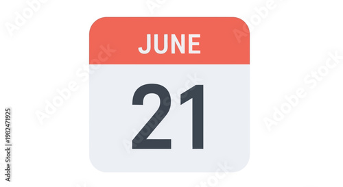 June 21st Calendar Date Icon - Summer Solstice Reminder
