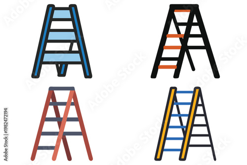 Stepladder Vector Illustration - Step Ladder Icon, Ladder Symbol