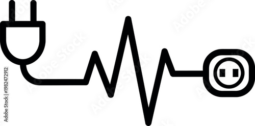 Life force electrical plug heartbeat silhouette energy and vitality