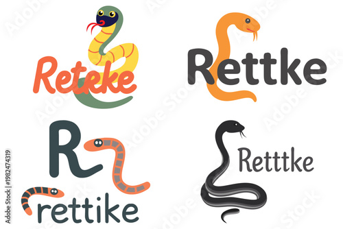 Rettke Snake Vector Illustration - Reptile Wildlife Art