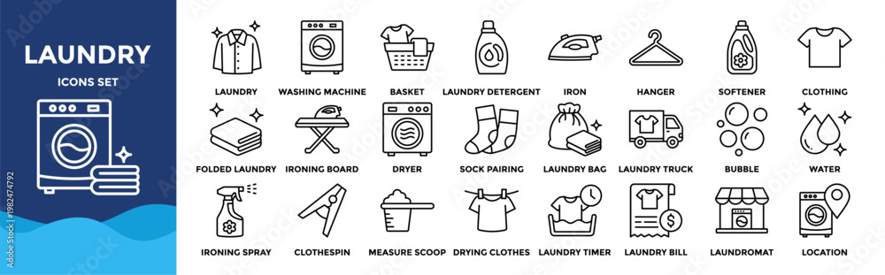 Foto Laundry icon collection set