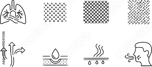 Breathable icons on white background. EPS 10. Editable linear style stroke. Vector icon
