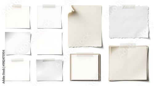 Wrinkled Checkered Paper Fragment with Tape Corners Isolated on White Background
