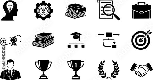 expert icon set. Black icon on white background
