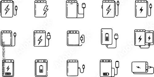 Power bank icons or logo design isolated sign symbol vector illustration - high quality line style vector

