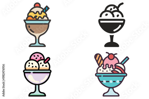 Delicious Ice Cream Sundae Vector Illustration