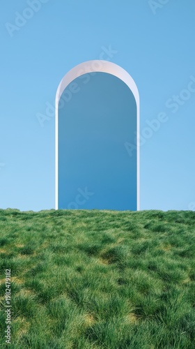 Modern Arch Over Green Grass