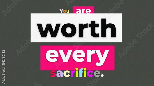 Motivational quote You are worth every sacrifice for gym workout and fitness inspiration on a dark background. Fitness motivation quote