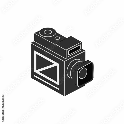 Isometric Detailed Camera Recorder Device Isolated Digital Art Illustration