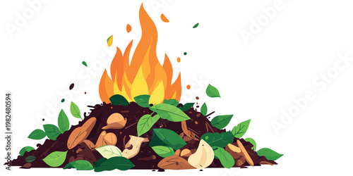 vector of burnt dry leaves