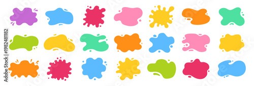Fotografija Paint splatters shapes and frames with uneven wavy edges set
