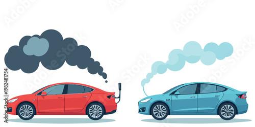 vector illustration of a car that produces bad gas and emissions