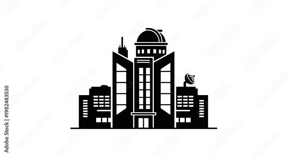 Naklejka premium Black and white city hall building.