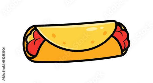 Cartoon Burrito with Sausage Filling