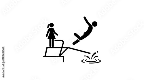 People Playing on a Teeter Totter at a Water Park