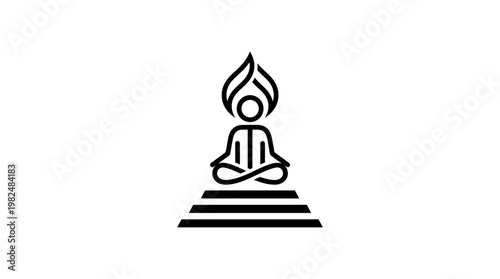 Meditating Figure with Flame Abstract Icon