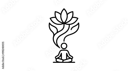 Meditating Figure with Lotus Flower Symbol