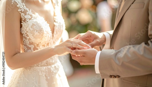 bride and groom holding hands