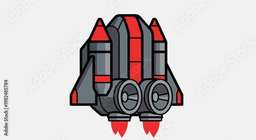 A cartoon illustration of a spaceship.