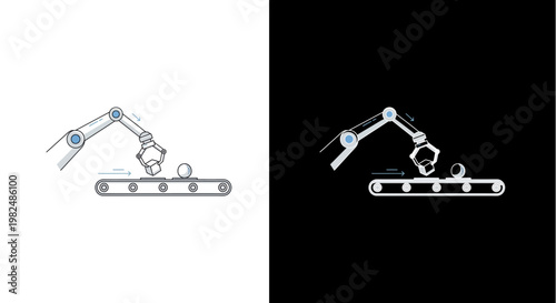 Industrial robotic arm assembly line.