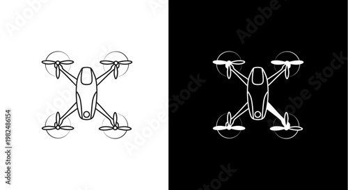 Drone design with white lines on black and white backgrounds.