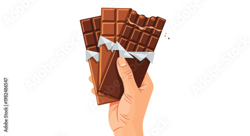 Hand Holding Assorted Chocolate Bars