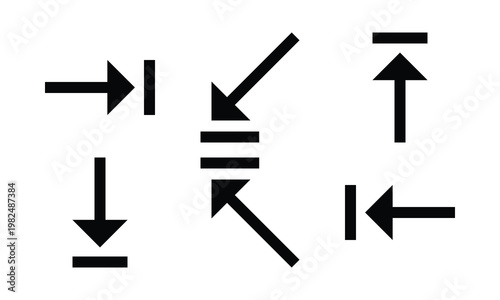 Tableau sur toile Black Bracket Arrow Vector Icons: Diagonal Bar, Multi-Line, Navigation Pointers