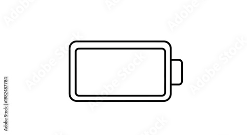 Empty Battery Outline Icon, Low Power Indicator Symbol, Drained Energy Status Graphic, Depleted Charge Level.