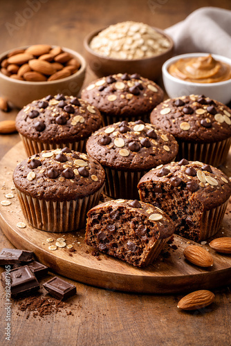 Chocolate and nuts muffins.