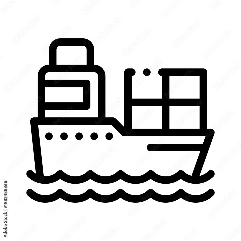 Obraz premium cargo ship line icon