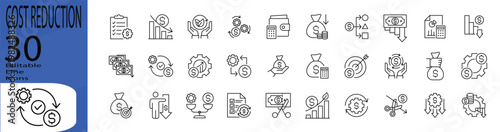 Cost Reduction line editable icon set. Editable stroke. Vector illustration.