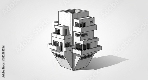 Abstract architectural model building structure geometric design.