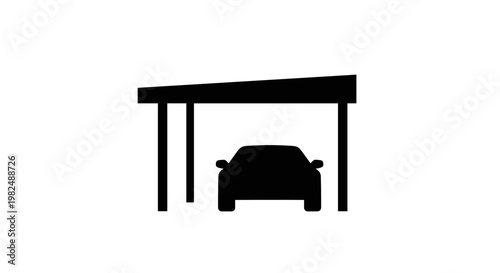 Car Silhouette Under Parking Structure.