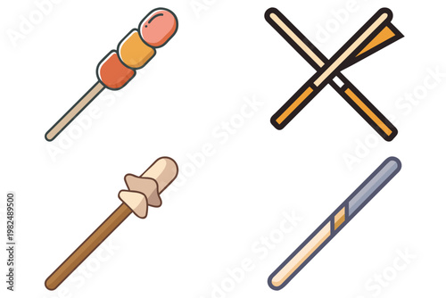 Shoshi Stick Vector Illustration - Japanese Calligraphy Brush Art