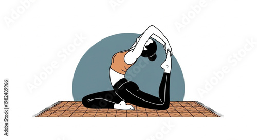A beautiful minimalist illustration of a woman practicing the advanced mermaid yoga pose gracefully.