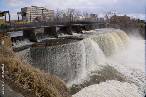 Waterfalls falling into a river