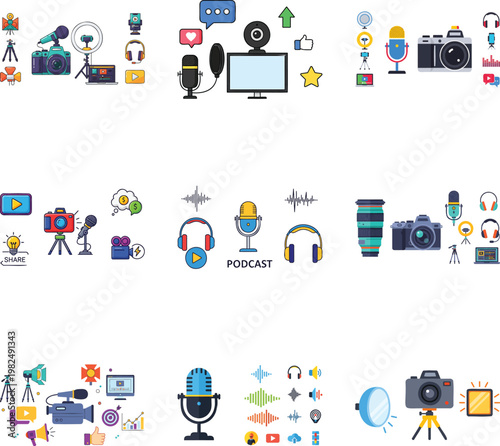 Digital creation with cameras, microphones and audio waves msea set