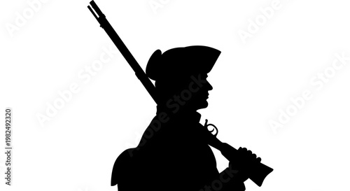 Silhouette of a Colonial Soldier with Musket, Revolutionary War Era