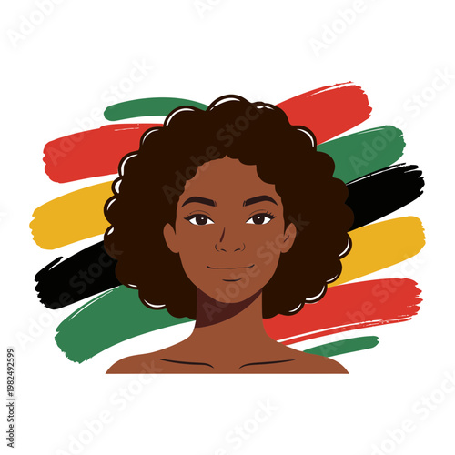 Portrait of a confident young Black woman with natural curly hair.