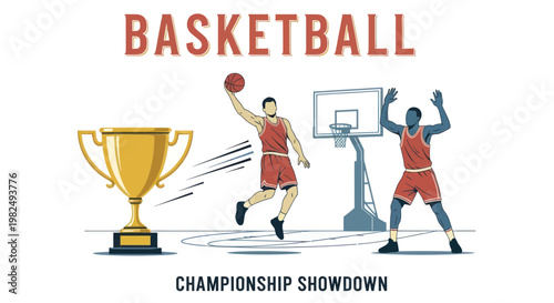 Basketball Championship Showdown: Players, Trophy, and Court