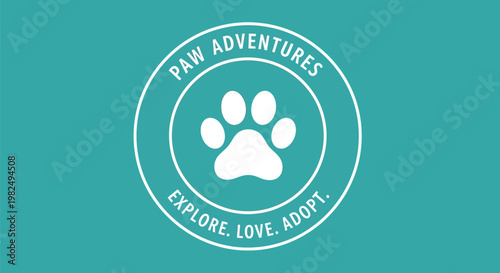 Paw Adventures round badge with animal footprint icon.
