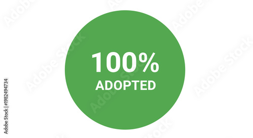 100 percent adopted green circle stamp icon.