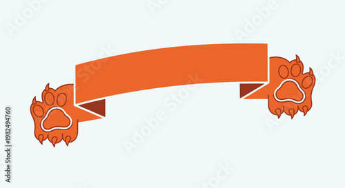 Orange banner with animal paw prints on ends.